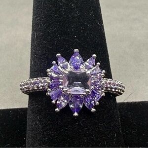 Ring size 10 lab created amethyst rhodium plated band RBP 3964 Bomb Party
